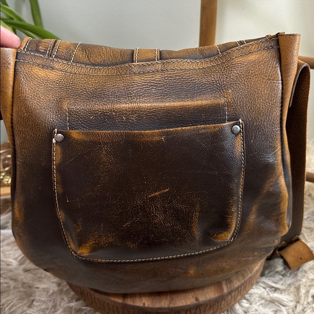 Patricia Nash Brown Distressed Italian Leather Barcelona Saddlebag Crossbody - Picture 4 of 17